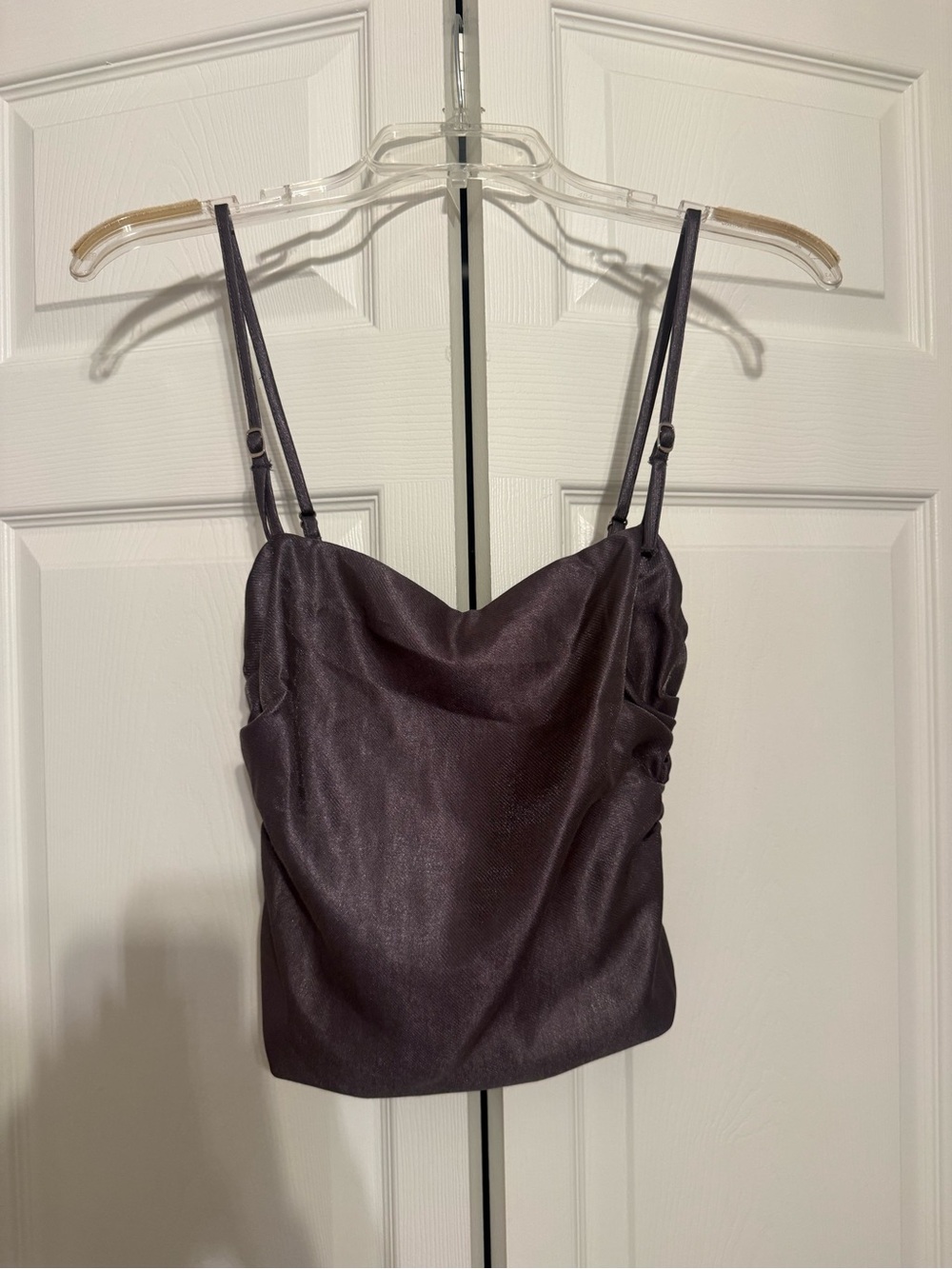 Purple Satin Cowl Neck Camisole Top